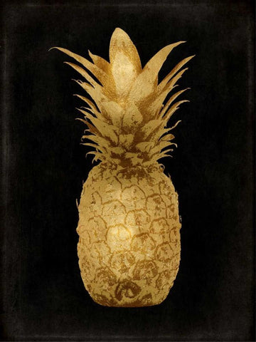 Gold Pineapple on Black I White Modern Wood Framed Art Print with Double Matting by Bennett, Kate