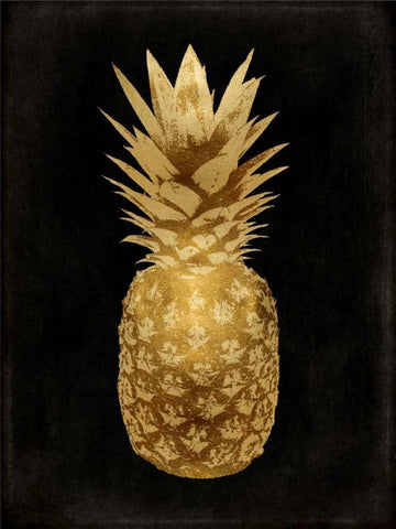 Gold Pineapple on Black II Black Ornate Wood Framed Art Print with Double Matting by Bennett, Kate