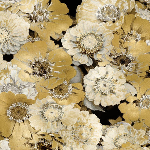 Floral Abundance in Gold IV White Modern Wood Framed Art Print with Double Matting by Bennett, Kate