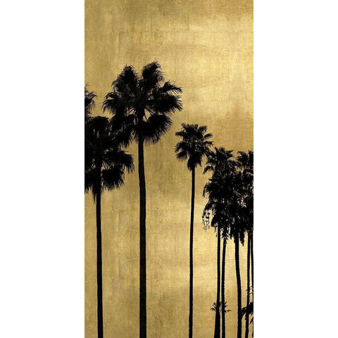 Palm Silhouette on Gold I White Modern Wood Framed Art Print by Bennett, Kate