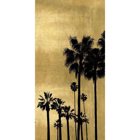 Palm Silhouette on Gold II Gold Ornate Wood Framed Art Print with Double Matting by Bennett, Kate