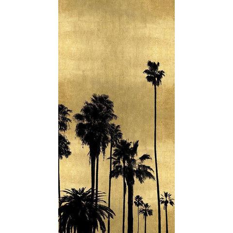 Palm Silhouette on Gold III White Modern Wood Framed Art Print by Bennett, Kate