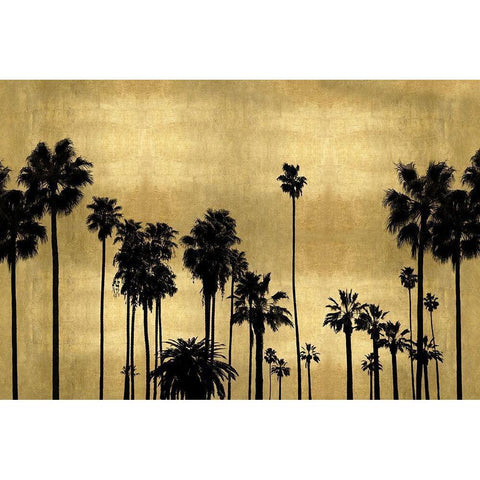 Palm Row on Gold Gold Ornate Wood Framed Art Print with Double Matting by Bennett, Kate