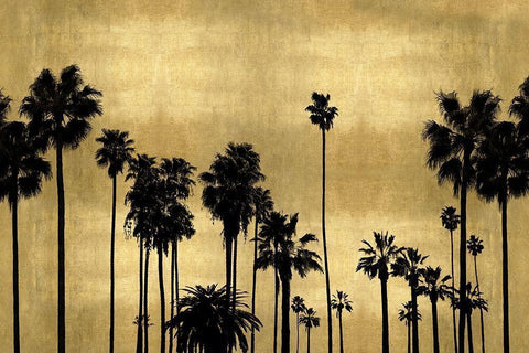 Palm Row on Gold Black Ornate Wood Framed Art Print with Double Matting by Bennett, Kate