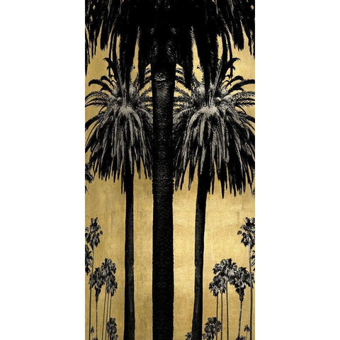 Palms with Gold I Black Modern Wood Framed Art Print with Double Matting by Bennett, Kate