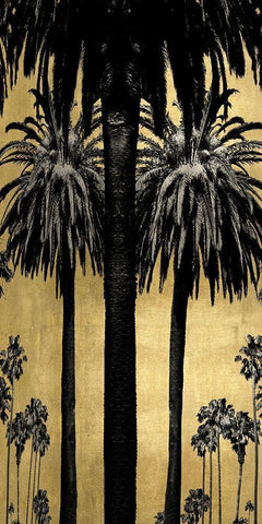 Palms with Gold I Black Ornate Wood Framed Art Print with Double Matting by Bennett, Kate