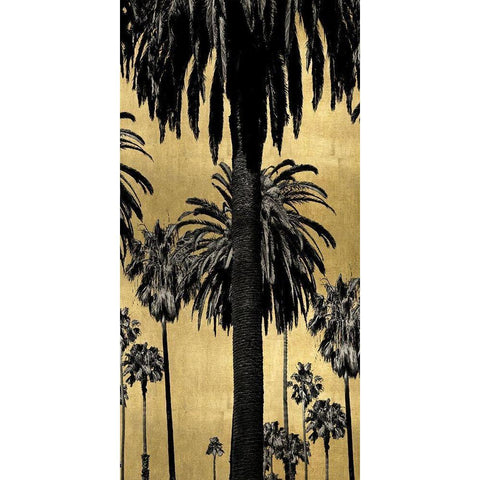 Palms with Gold II Black Modern Wood Framed Art Print with Double Matting by Bennett, Kate