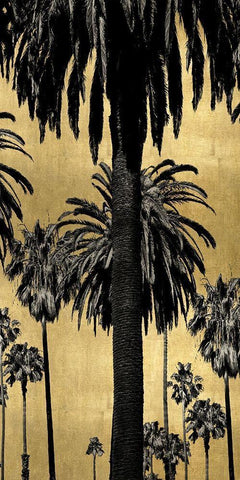 Palms with Gold II White Modern Wood Framed Art Print with Double Matting by Bennett, Kate