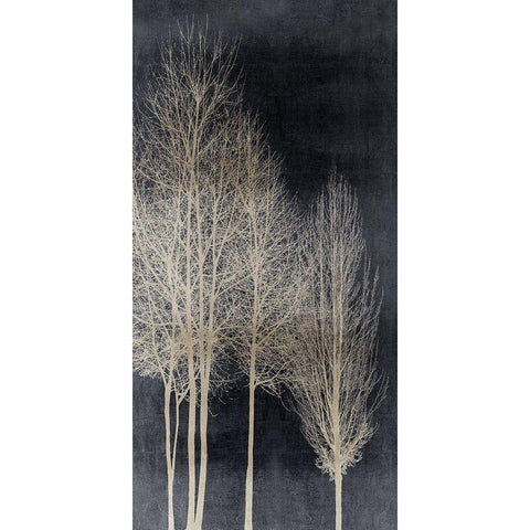 Silver Tree Silhoutte I Black Modern Wood Framed Art Print with Double Matting by Bennett, Kate