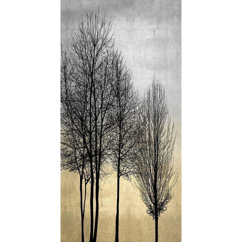 Trees on Silver and Gold I White Modern Wood Framed Art Print by Bennett, Kate