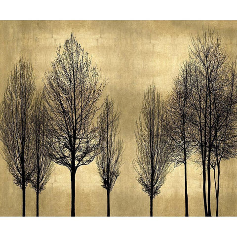 Trees on Gold  Gold Ornate Wood Framed Art Print with Double Matting by Bennett, Kate