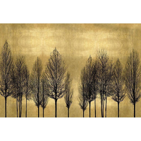 Tree Line on Gold Gold Ornate Wood Framed Art Print with Double Matting by Bennett, Kate