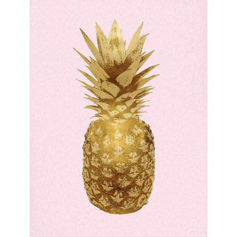 Pineapple Gold on Pink I White Modern Wood Framed Art Print by Bennett, Kate