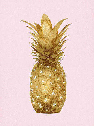 Pineapple Gold on Pink II Black Ornate Wood Framed Art Print with Double Matting by Bennett, Kate