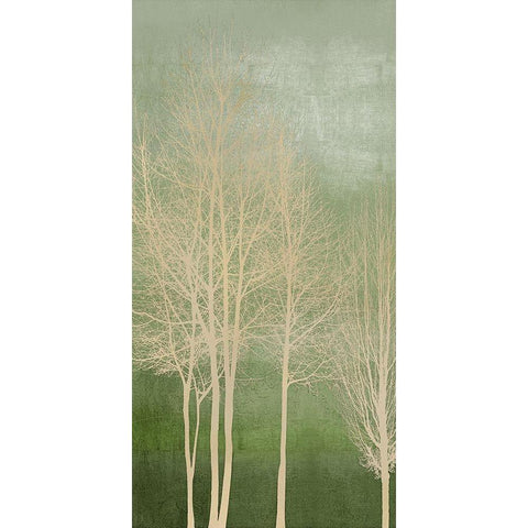 Trees on Green Panel I White Modern Wood Framed Art Print by Bennett, Kate