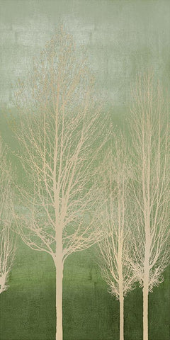 Trees on Green Panel II Black Ornate Wood Framed Art Print with Double Matting by Bennett, Kate