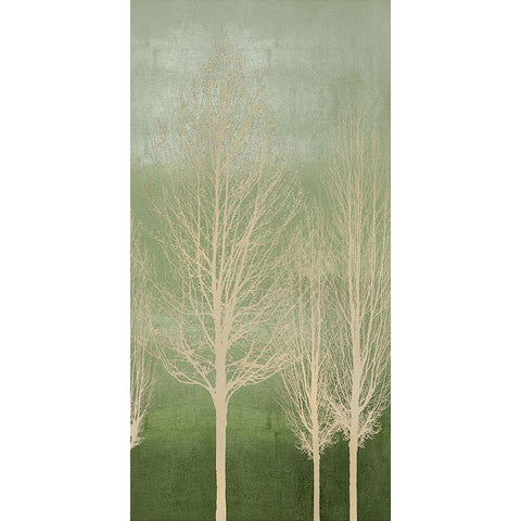 Trees on Green Panel II Gold Ornate Wood Framed Art Print with Double Matting by Bennett, Kate