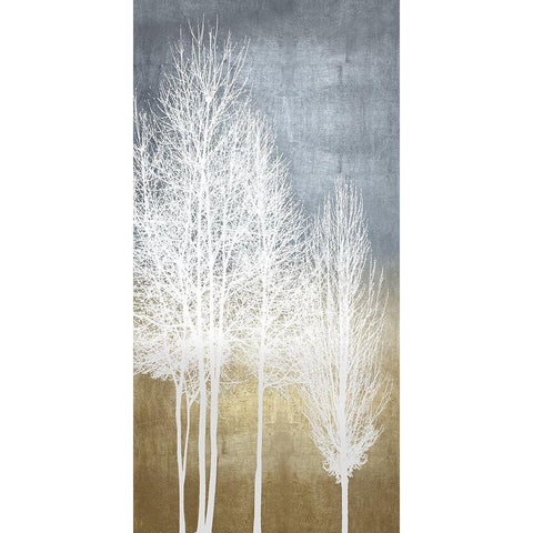 Trees on Gold Panel I Black Modern Wood Framed Art Print with Double Matting by Bennett, Kate