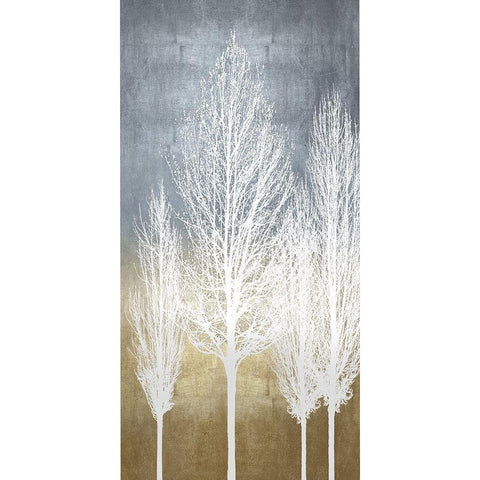 Trees on Gold Panel II White Modern Wood Framed Art Print by Bennett, Kate