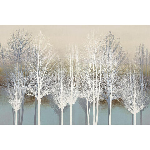 Trees on Aqua Black Modern Wood Framed Art Print with Double Matting by Bennett, Kate