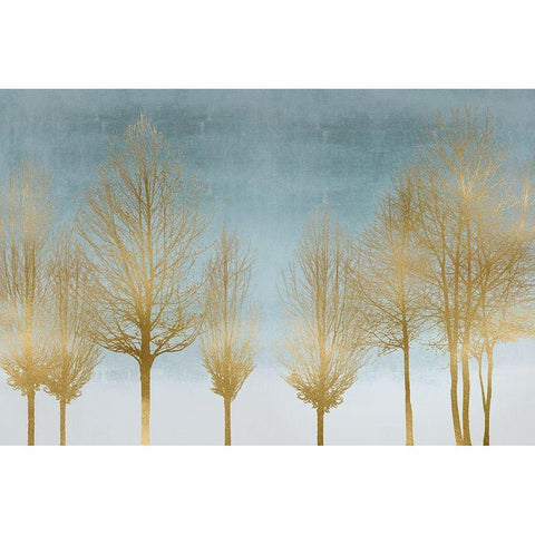 Gold Forest on Aqua Black Modern Wood Framed Art Print with Double Matting by Bennett, Kate