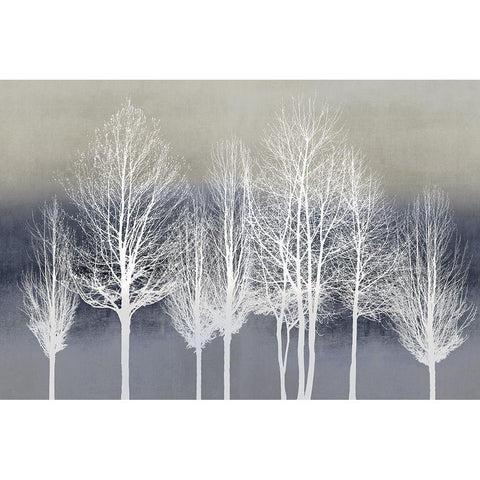 Trees on Blue Black Modern Wood Framed Art Print with Double Matting by Bennett, Kate