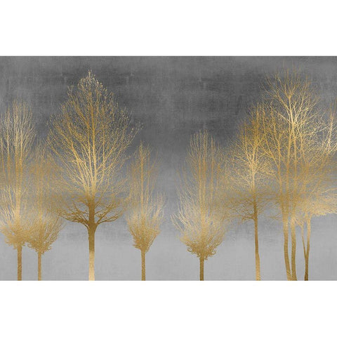 Gold Forest on Gray White Modern Wood Framed Art Print by Bennett, Kate