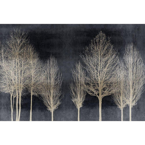 Trees on Dark Gray Gold Ornate Wood Framed Art Print with Double Matting by Bennett, Kate