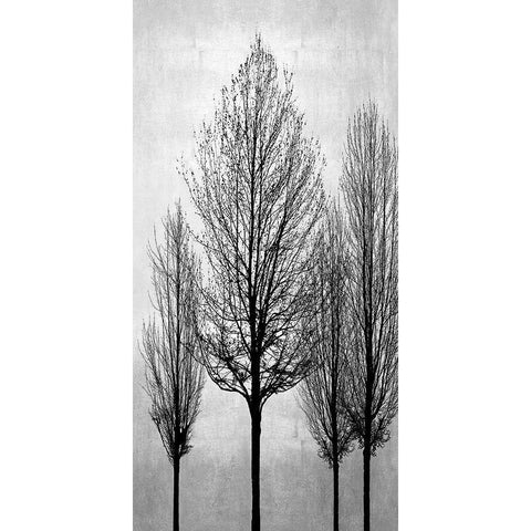 Trees on Silver Panel II White Modern Wood Framed Art Print by Bennett, Kate