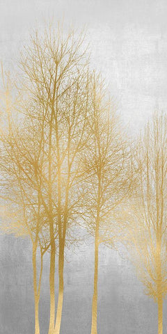 Gold Tree Panel II White Modern Wood Framed Art Print with Double Matting by Bennett, Kate