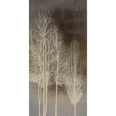 Trees on Brown Panel I White Modern Wood Framed Art Print by Bennett, Kate