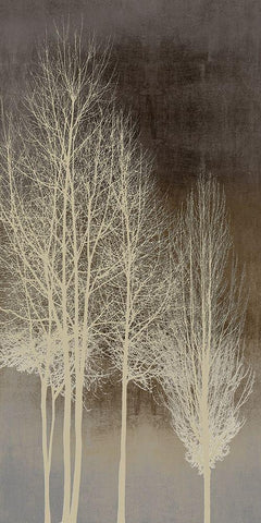 Trees on Brown Panel I Black Ornate Wood Framed Art Print with Double Matting by Bennett, Kate