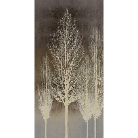 Trees on Brown Panel II White Modern Wood Framed Art Print by Bennett, Kate