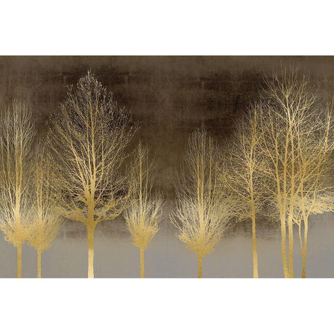 Gold Forest on Brown  Black Modern Wood Framed Art Print with Double Matting by Bennett, Kate