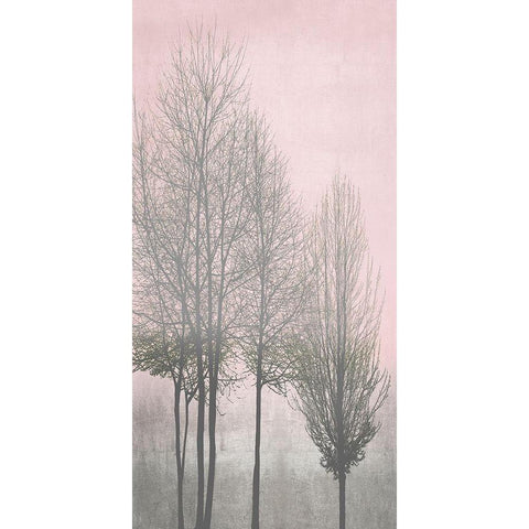 Gray Trees on Pink Panel I White Modern Wood Framed Art Print by Bennett, Kate