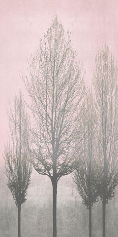 Gray Trees on Pink Panel II Black Ornate Wood Framed Art Print with Double Matting by Bennett, Kate