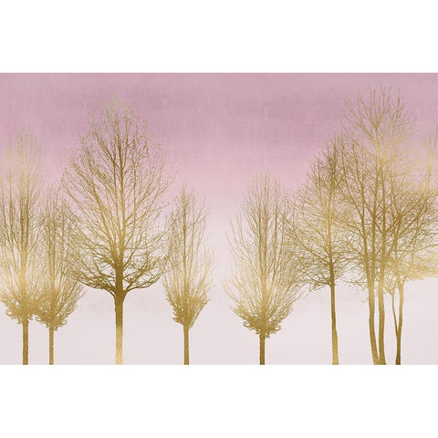 Gold Forest on Pink Black Modern Wood Framed Art Print with Double Matting by Bennett, Kate