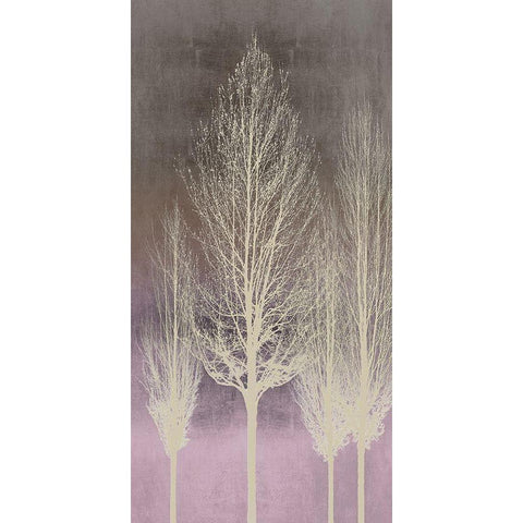 Trees on Pink Panel II White Modern Wood Framed Art Print by Bennett, Kate