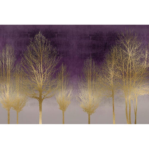 Gold Forest on Purple Black Modern Wood Framed Art Print with Double Matting by Bennett, Kate