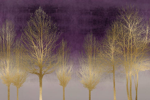 Gold Forest on Purple White Modern Wood Framed Art Print with Double Matting by Bennett, Kate