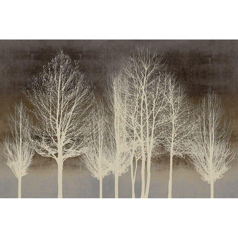 Trees on Brown Panel III White Modern Wood Framed Art Print by Bennett, Kate