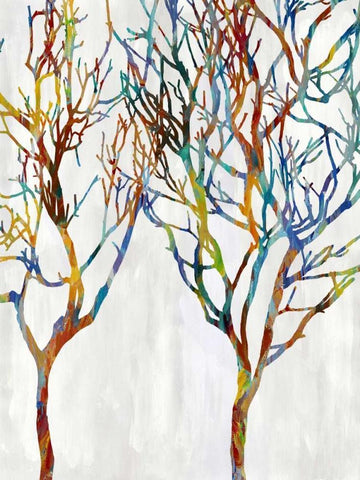 Branches II White Modern Wood Framed Art Print with Double Matting by Webster, Kyle