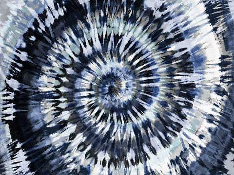 Tie Dye Indigo Blue Black Ornate Wood Framed Art Print with Double Matting by Kearns, Molly