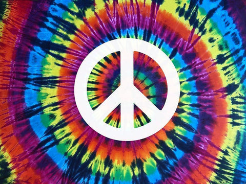 Tie Dye Rainbow Peace Sign Black Ornate Wood Framed Art Print with Double Matting by Kearns, Molly