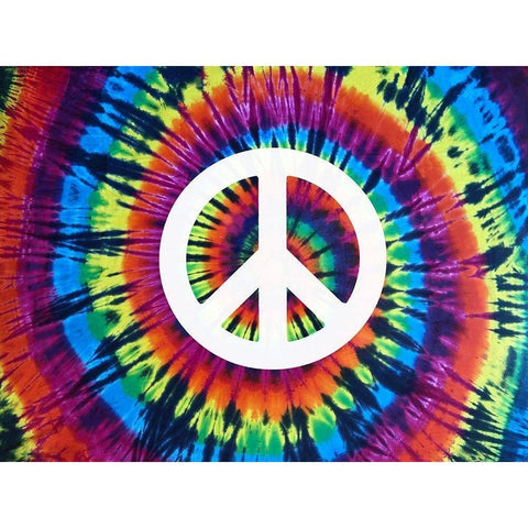 Tie Dye Rainbow Peace Sign Gold Ornate Wood Framed Art Print with Double Matting by Kearns, Molly