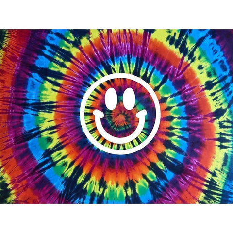 Tie Dye Rainbow Happy Face Black Modern Wood Framed Art Print by Kearns, Molly