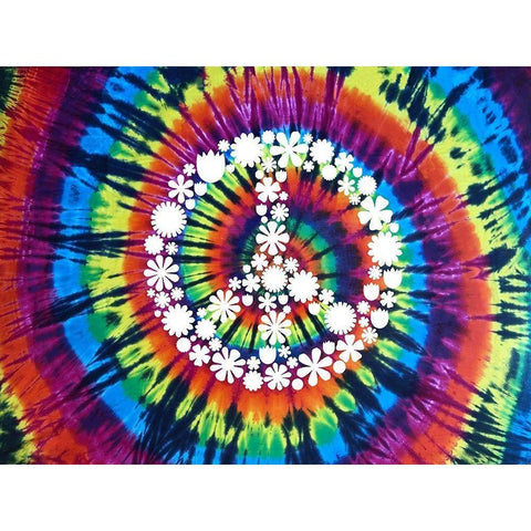 Tie Dye Rainbow Peace Sign II Black Modern Wood Framed Art Print with Double Matting by Kearns, Molly