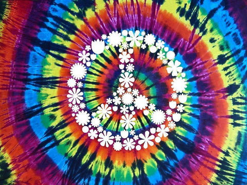 Tie Dye Rainbow Peace Sign II Black Ornate Wood Framed Art Print with Double Matting by Kearns, Molly
