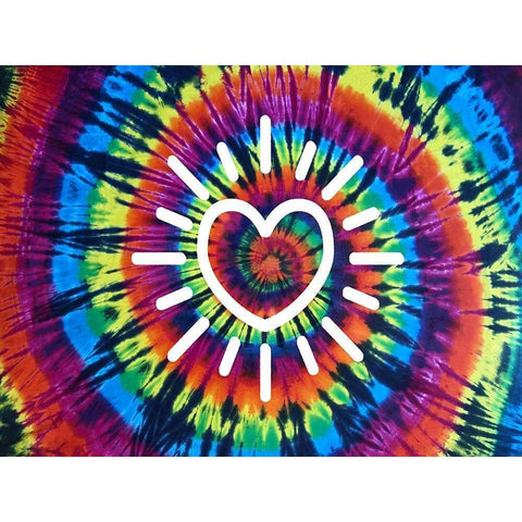 Tie Dye Rainbow Radiant Heart Gold Ornate Wood Framed Art Print with Double Matting by Kearns, Molly