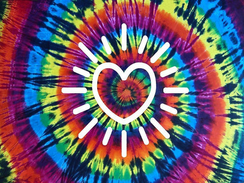Tie Dye Rainbow Radiant Heart White Modern Wood Framed Art Print with Double Matting by Kearns, Molly